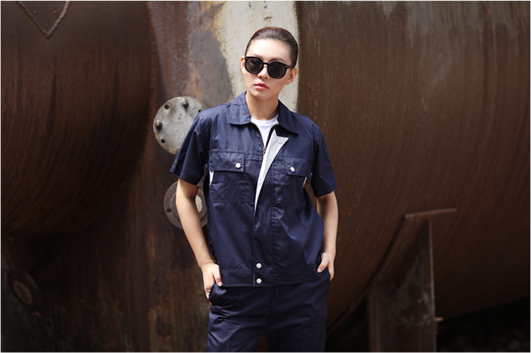 Customized Unisex Cotton Work Clothes for Men and Women Two Pieces Industrial Uniform
