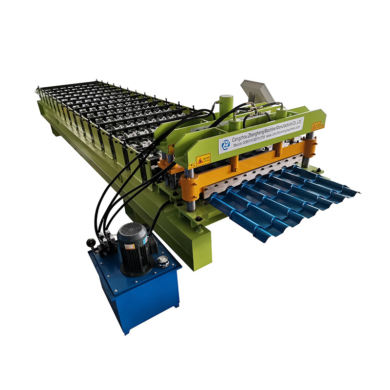 China Low Price Steel Glazed Tile Trapezoidal Tile Roofing Sheet Roll Forming Machine