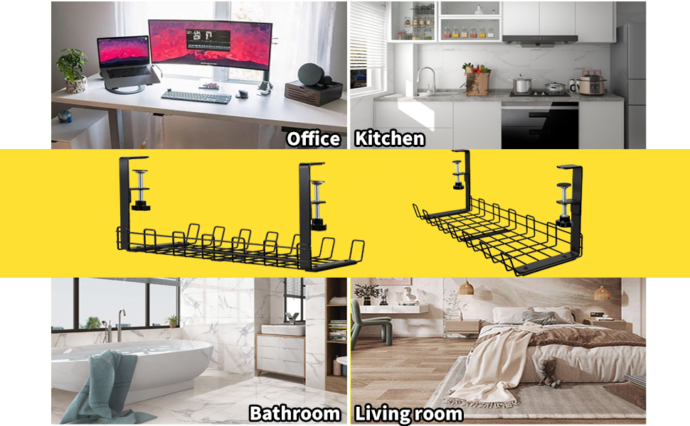 Organize Cords and Wires on Desk with Multifunctional Rectangle Cable Management Tray