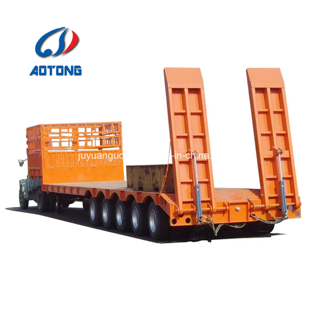 2 Axle 28 Tons Lowbed Lowboy Truck Trailer Semi Trailer for Heavy Equipment Transport