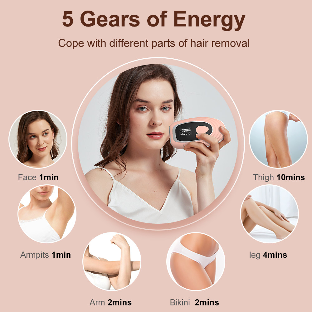 IPL Hair Removal with Ice Cooling System, Permanent Hair Removal Upgraded to 400,000 Flashes Device for Women and Men