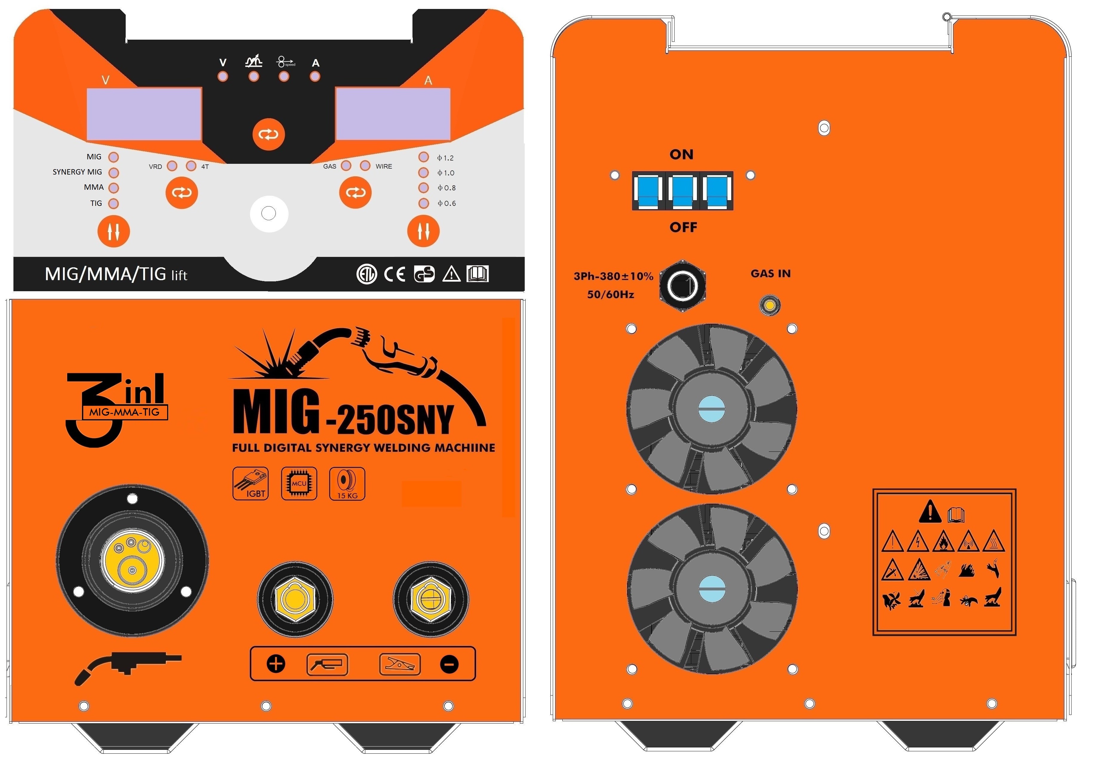 Micro process full digital controlled synergy MIG welding machine Co2 gas shield