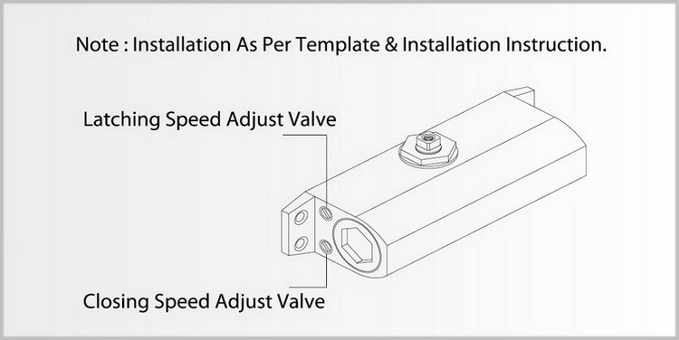 Small Size Internal Door Closer , Silent Auto Hold Door Closer For 45kg Door