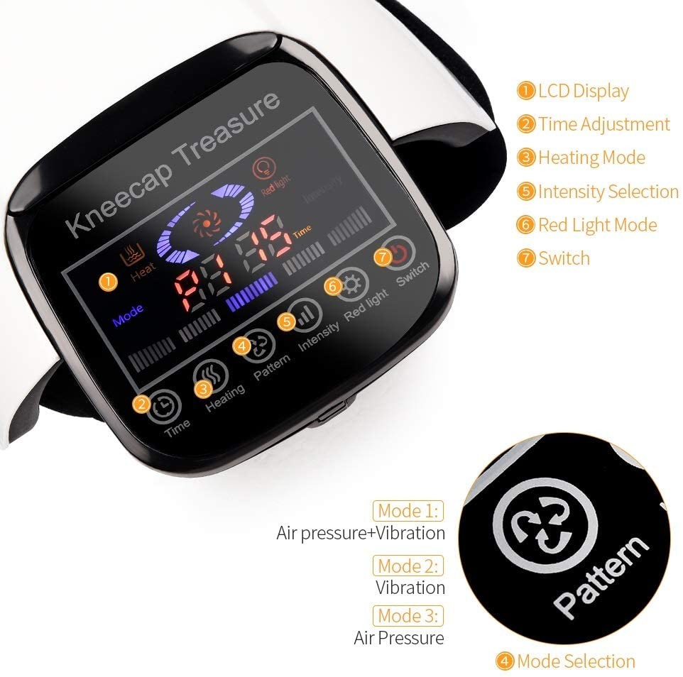 Hot Compress 4D Knee Joint Massager Air Compression Painess Relief 3000mAh