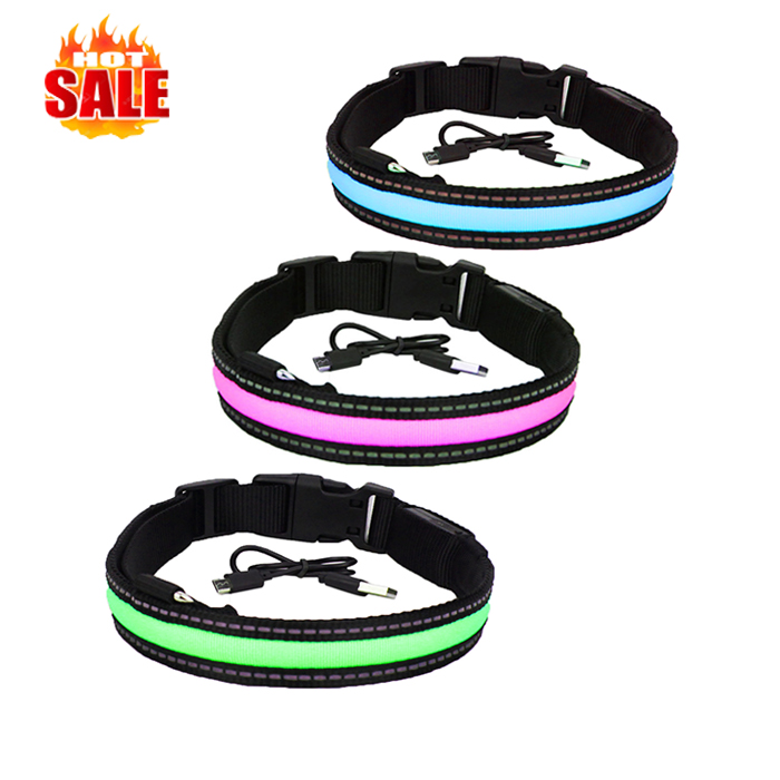 C916 Waterproof High Bright USB Rechargeable Glowing LED Pet Dog Collar For Night Safety