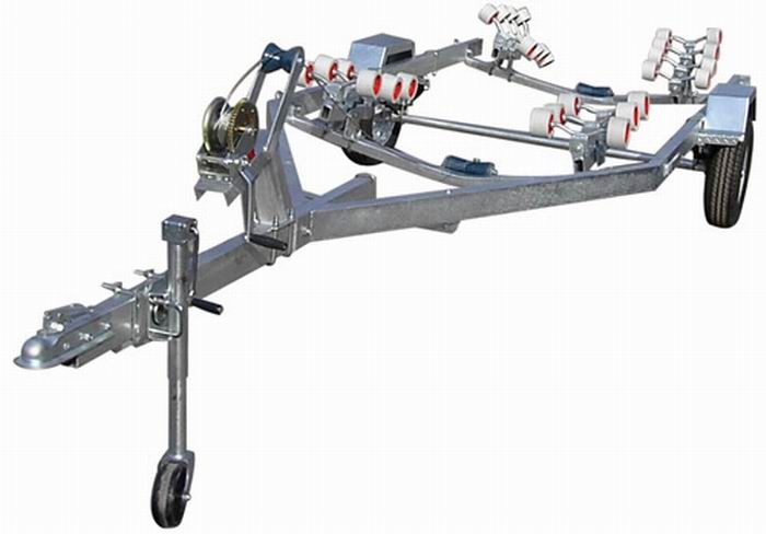 4.8m Two Axle Galvanized Steel Boat Trailer Size Customized With Big Payload