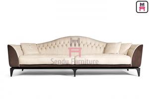 China Magnificent Ruthenium Plated Restaurant Sofa Set Leather Couch For Hotel Lobby on sale