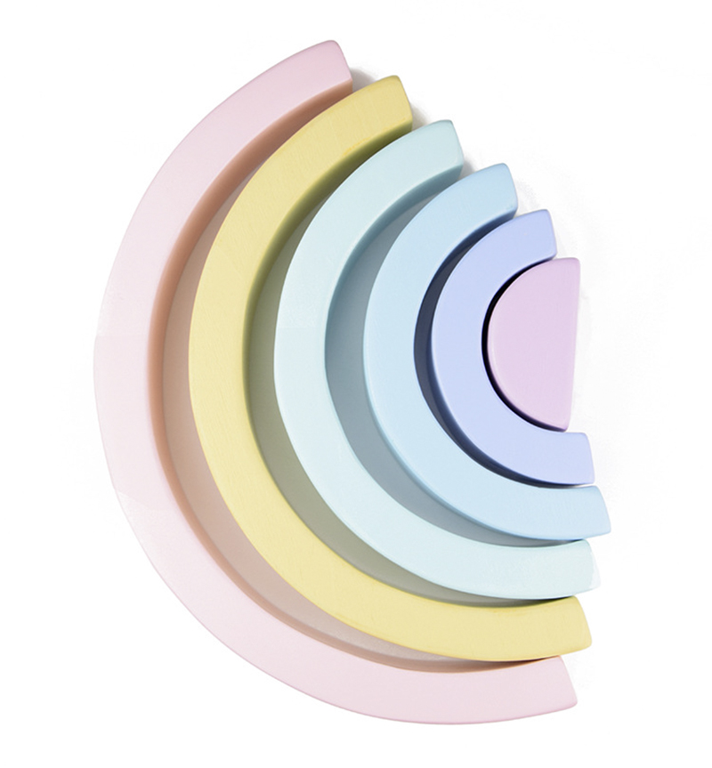 4.5cm Wooden Blocks Toys Arched Stacking Rainbow Blocks