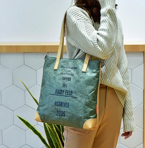 Cheap Lightweight Cheap Brown Custom Made Print Logo Water-proof Tyvek Paper Tote Shopping Bageco reusable promotion gif