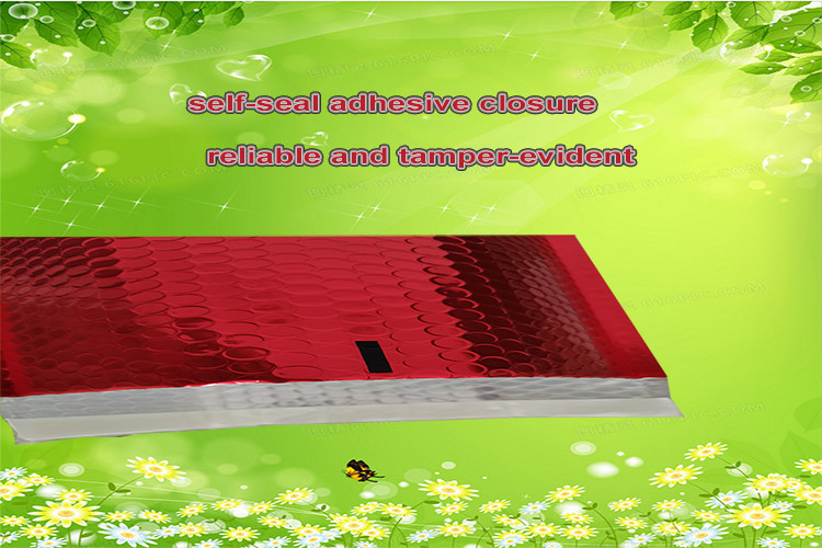 Red Shiny Bubble Mail Bag Logo Customized Dimension Tolerance ±0.2