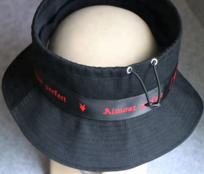 Eco-friendly Creative Design Black Bucket Hats , Packable Summer Travel Adjustable Hat