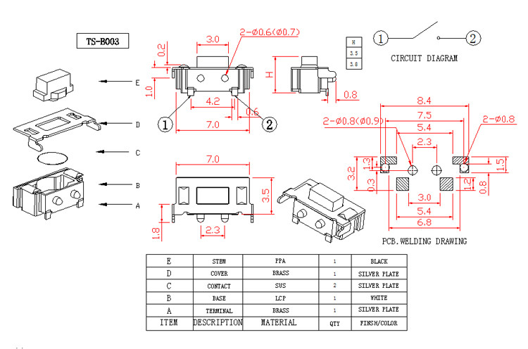 Fix Point White Right Angle Switch , Right Angle Push Button Switch 12v Voltage