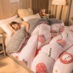 Thickened Lamb Fleece Quilt Soft Chemical Fiber Quilt Bedding Set with