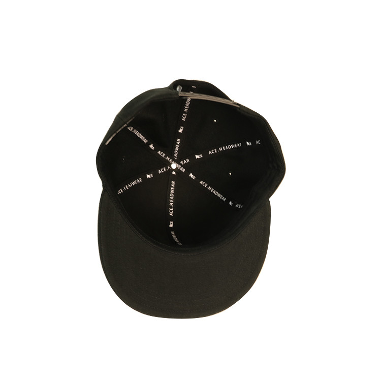 6 Panel Flat Bill Hats , Custom 100% Acrylic Flat Brim Black Gorras Cap,Custom Logo