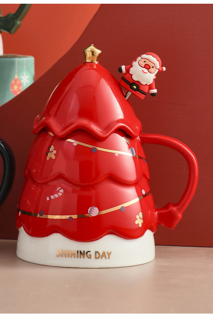 Christmas tree creative water sublimation cup ceramic mug coffee high-value couple sublimation cup