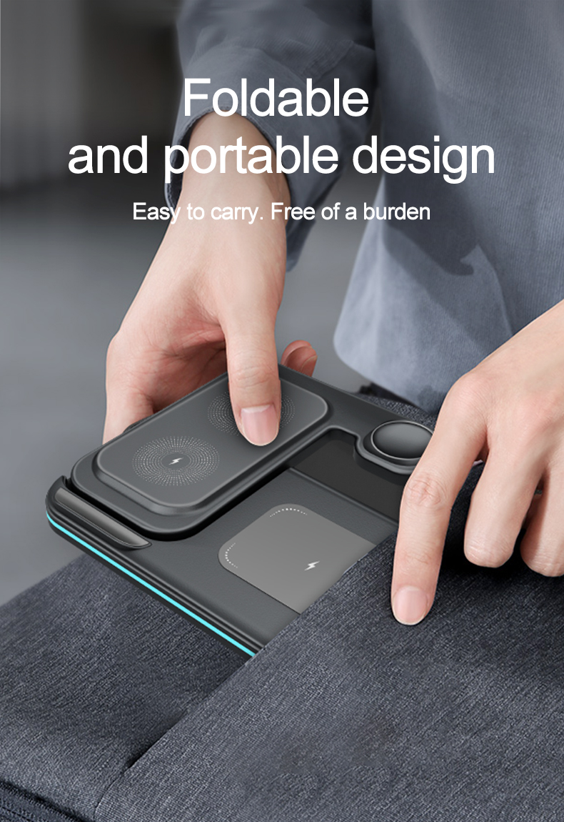 15W Fast Charging Multifunction 3 In 1 Foldable Wireless Charger Stand For Iphone 15 14 13 11 Pro Max