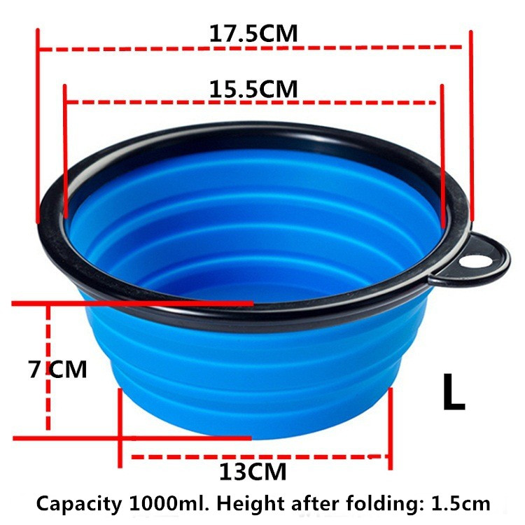Non Toxic Silicone Pet Bow Outdoor Folding Travel Hanging Pet Food Basin