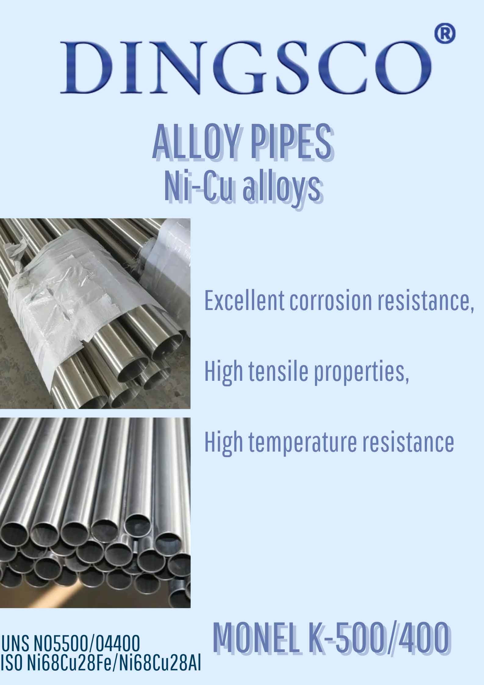 Round Nickel Alloy Pipes Welded Seamless Pipe Corrosion Resistant ISO Ni68Cu28Fe/Ni68Cu28Al