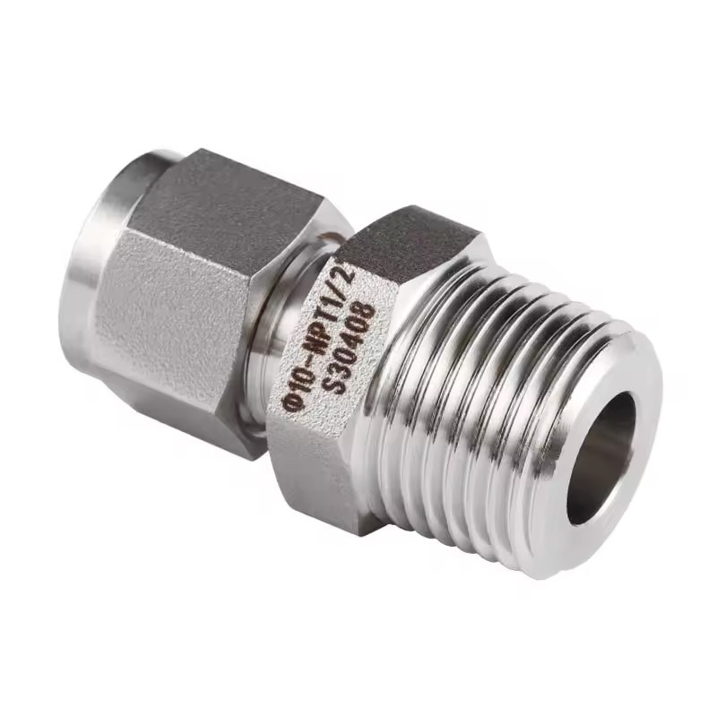 316 Stainless Steel 3/8 Inch Npt 1/2 Compression Fitting Swagelok Male Coupler Parker Fitting