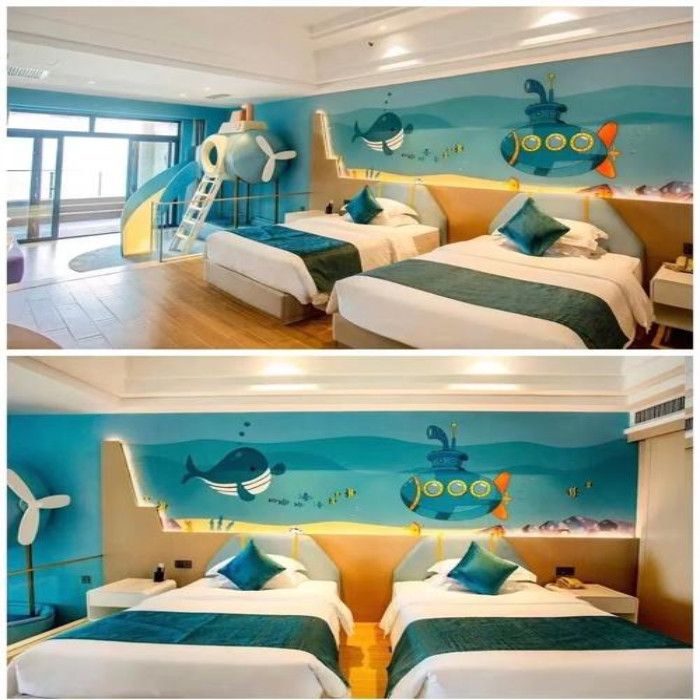 Unlock a new experience of parent-child accommodation. The charm of the slide equipment in the hotel parent-child room