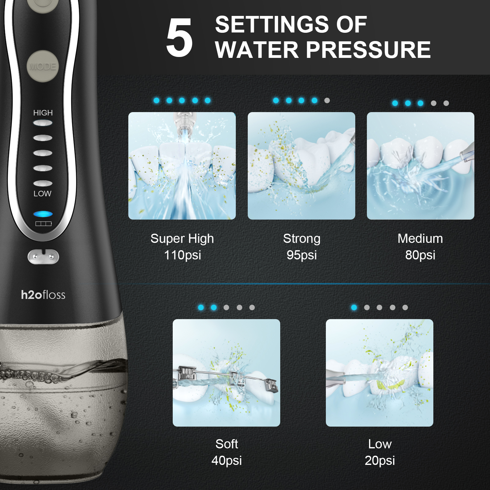 Multimode Electric Cordless Oral Irrigator Manual Tooth Cleaner ABS Material