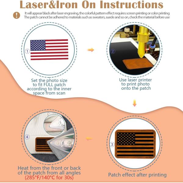 Laser Engraving Blanks Leatherette Khaki & Brown Hat Patches - PU Leather Iron On Hat Patches For DIY Custom Laserable Engravable Craft Gifts