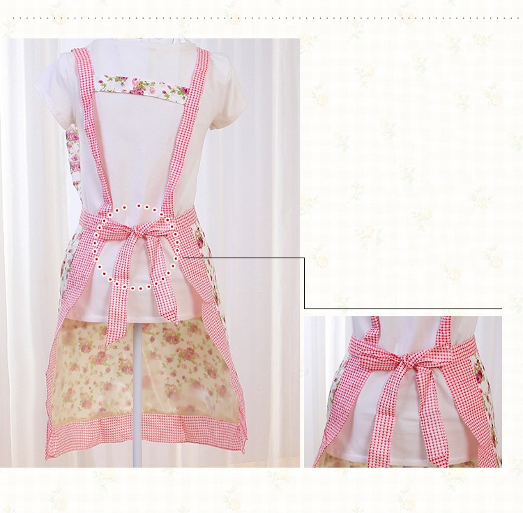 Household Kitchen Tools And Utensils Flower Printed Adjustable Thickened Kitchen Apron