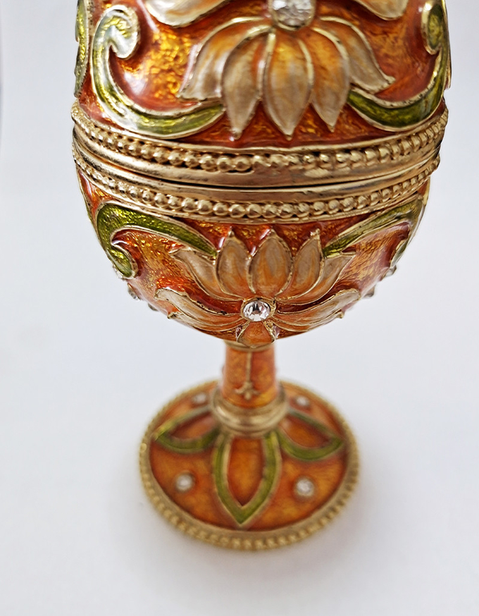 Hand Painted Enameled Faberge Egg Style Decorative Hinged Jewelry Trinket Box Unique Gift Home Decor Jewelry Box