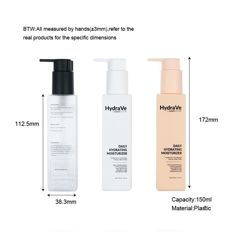 150ml Orange/white rectangle smooth with black/white/orange pump for shampoo lotion bottle