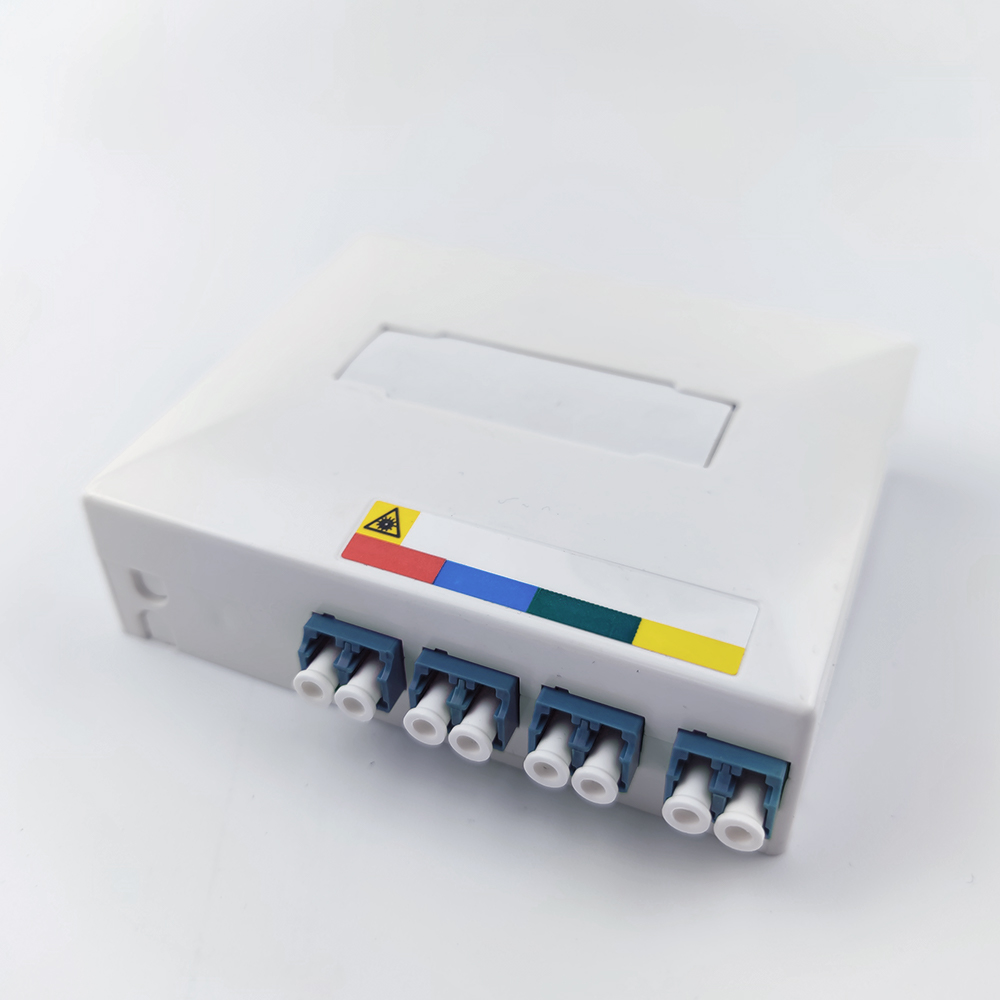 -Made Gray/White 4 Cores LC UPC Plastic Fiber Optic Faceplate Socket Panel for Indoor
