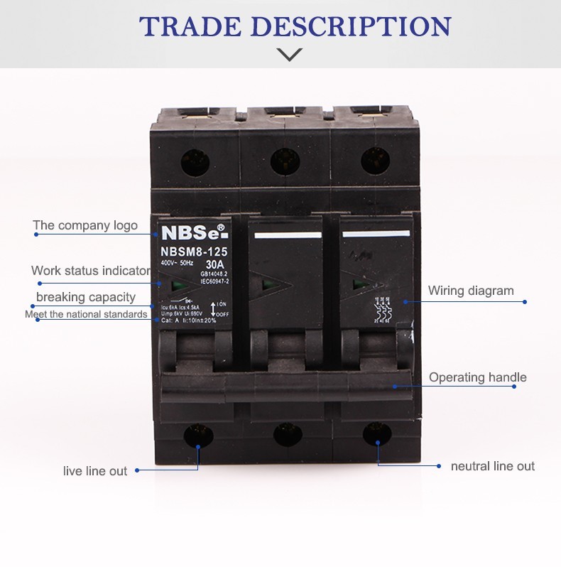 NBSM8-125 3P Smart Plug Fuse Circuit Breaker 30A Thermal / Magnetic Release