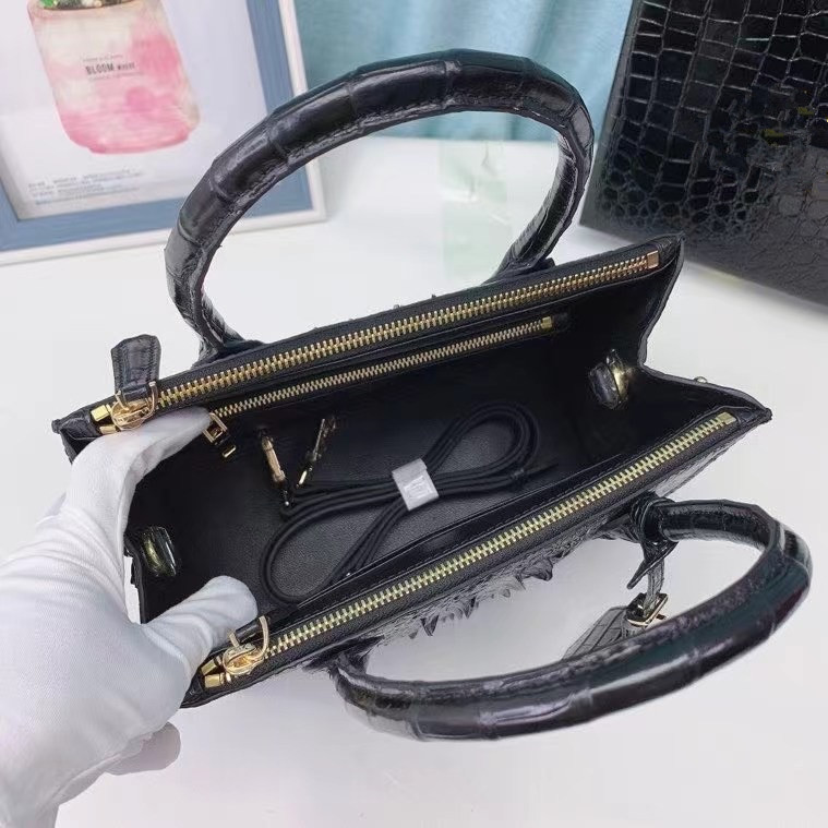 Genuine Alligator Skin Women Small Totes Tag Purse Shoulder Bag Authentic Real Crocodile Leather Lady Top-handle Handbag