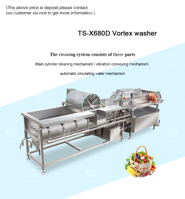 1000KG/H Automatic eddy current washing machine Fruit and vegetable vortex bubble cleaning vibration drainer