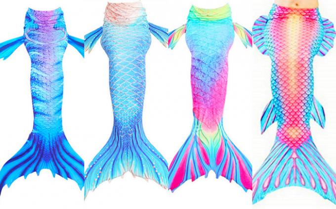 Beauty Flower Fin Swimmable Mermaid Tails For Girls , High Elasticity Fabric Mermaid Tail