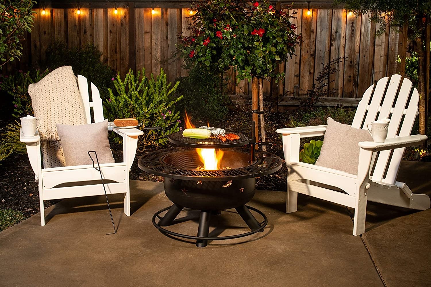 Metal Black Indoor Outdoor Round Wood Burning Charcoal Fire Pit With Grill