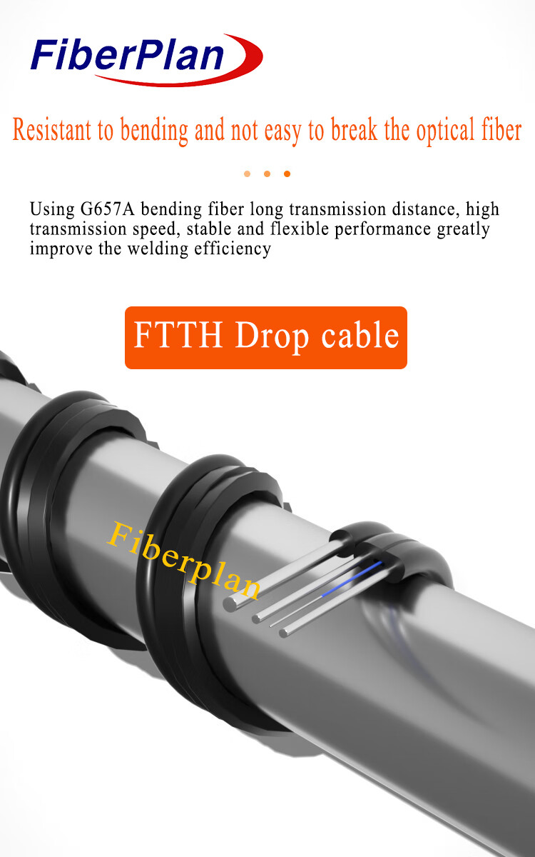 Super Cost Effective Fiber GJYFXTCBY G652.D Single Core FTTH Drop Cable With Messenger