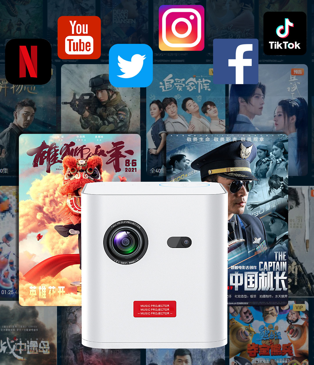 Mini Pocket Android 4k DLP LED Projector For Home Outdoor Theater
