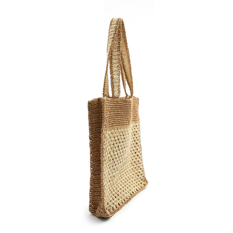 Contrast Color Summer Shoulder Beach Bag Straw Woven Tote style