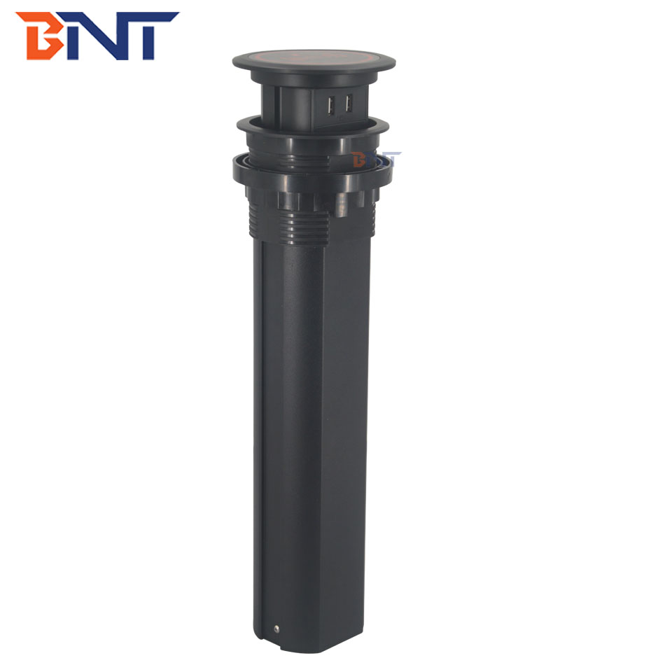 Wireless phone charger on top motorized rise and down pop up tower power socket for kitchen