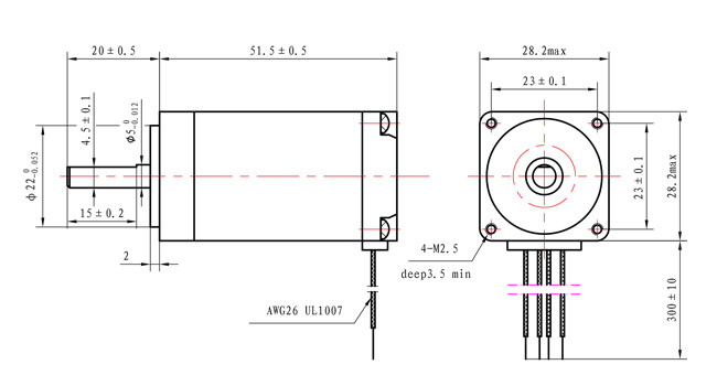 120mNm NEMA 11 Stepper Motor 28x28x51mm Casun Stepper Motor