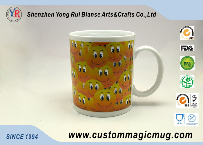 Heat Changing Personalized Kids Mugs White Ceramic Happy Face