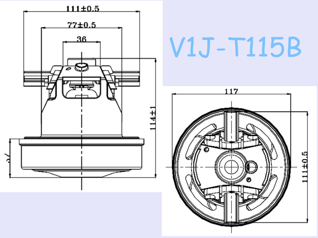 V1J-T115B powerful Household Electric High Speed AC Motor For Vacuum Cleaner Motor