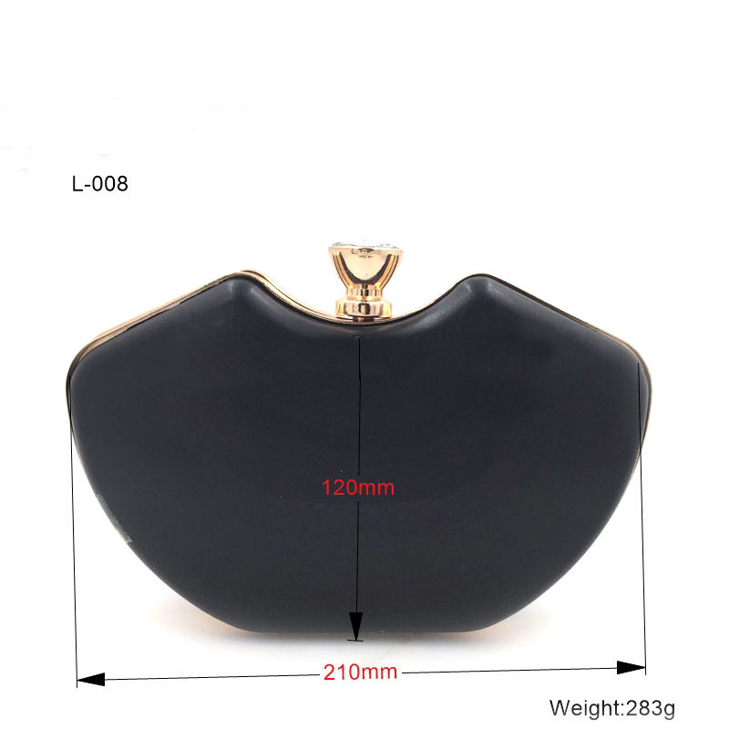 New design gold color evening bag box metal frame with diamond lock 12*21 cm