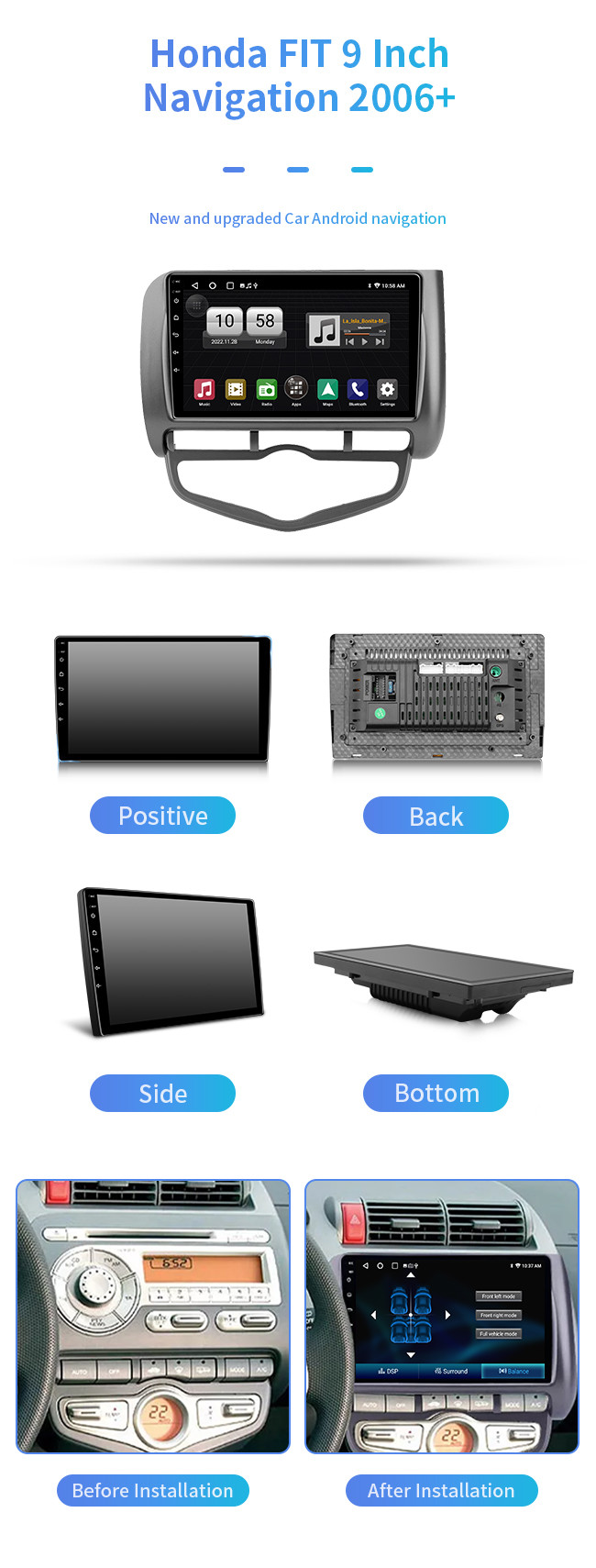 For Honda FIT 2006+ Mobile Phone Screen Car Computer Bluetooth Car Navigation
