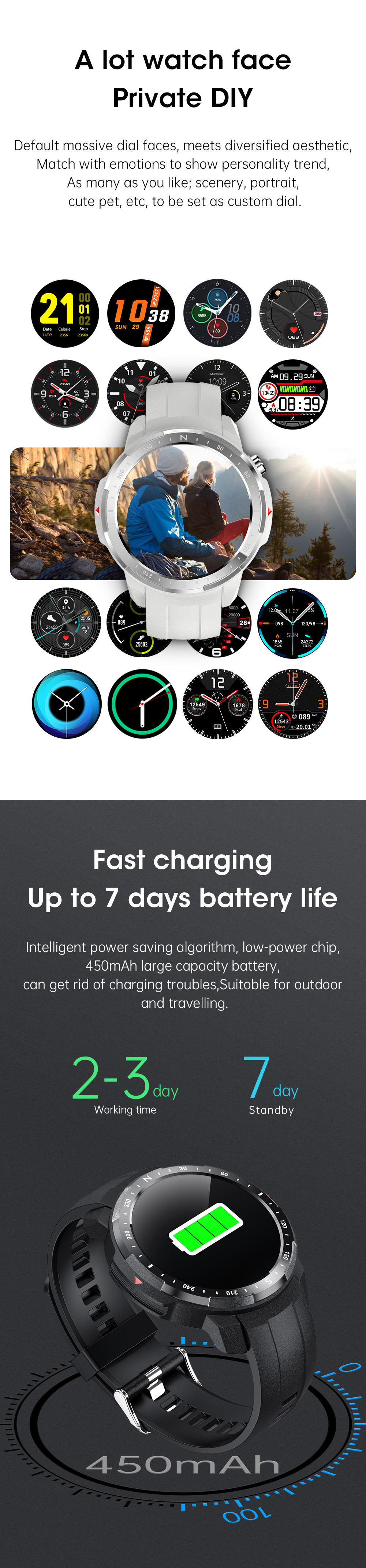L20 BT Call IP68 Heart Rate Sleep Monitor Smart Watch Clip Charging Long Standby