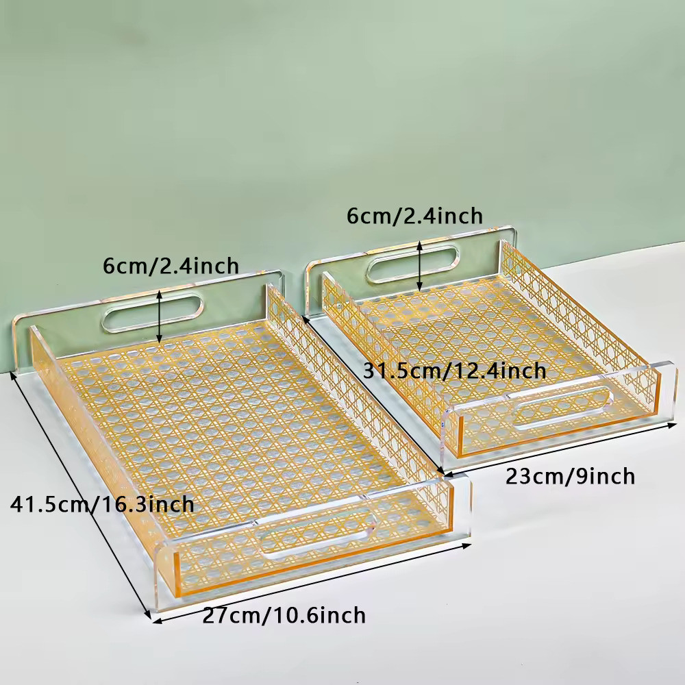 Smooth Finish Clear Acrylic Serving Tray Lucite Bread Tray With Custom Printing