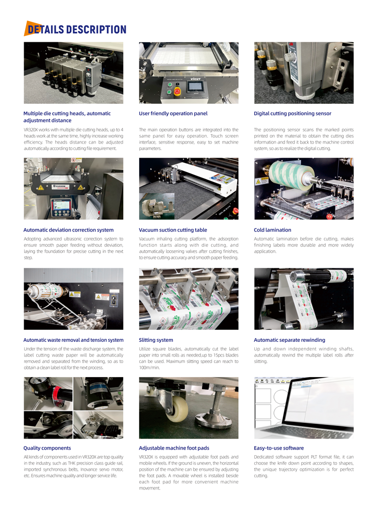 Roll Label Finisher Die Cutting Machine VR320X Max. Label Length 400mm Digital Die Cutter