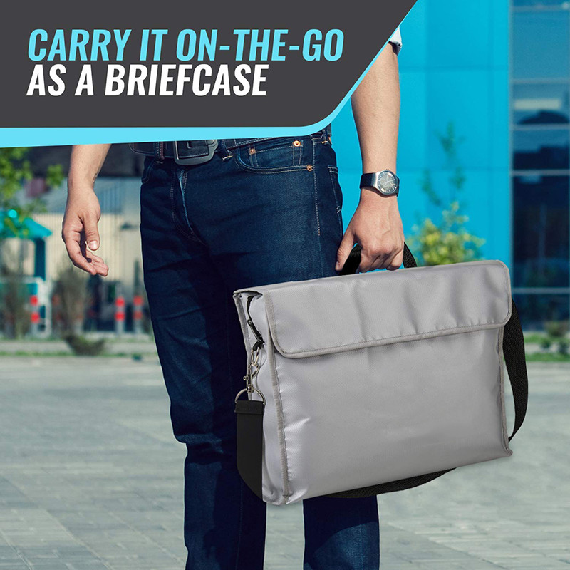 Extra Large Grey Fireproof Bag For Money / Laptop / Passport Storage