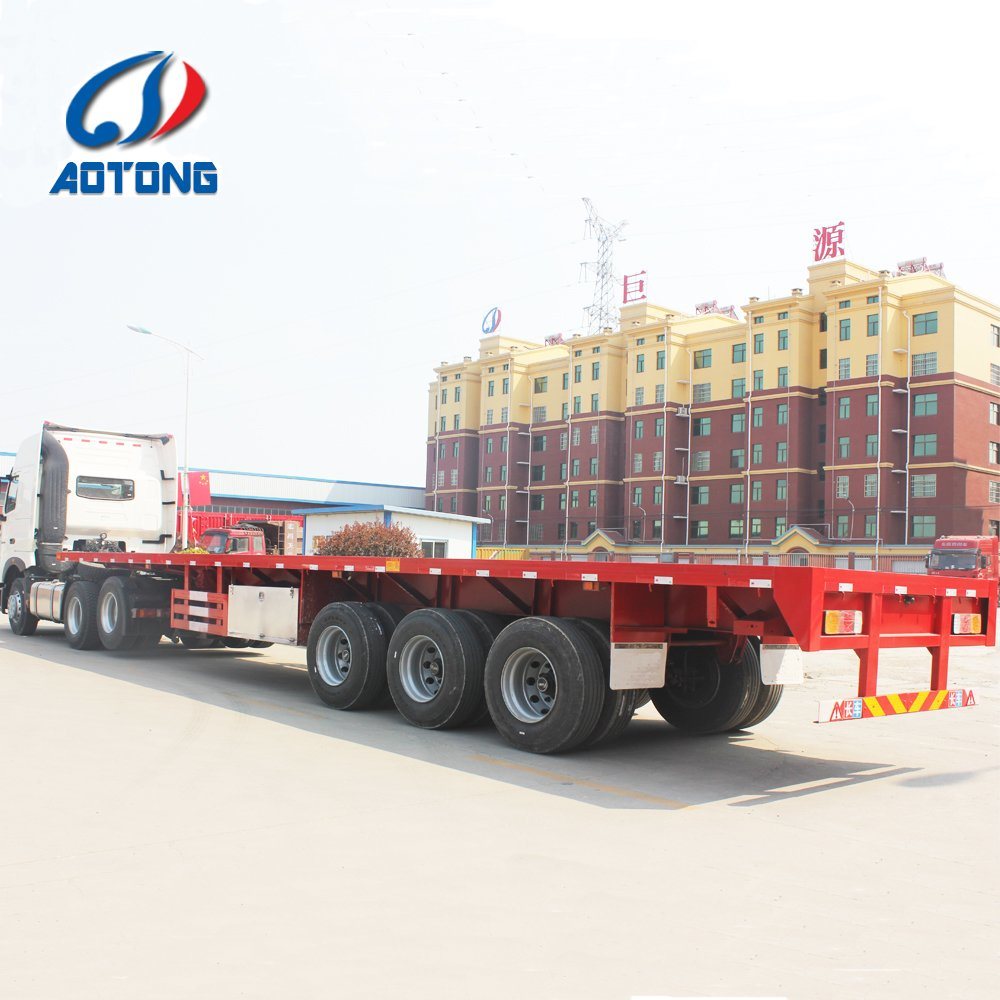 20ft 40ft Container Transport Flat Bed Trailer 3 Axle Flatbed Semi Trailer Moving Shipping