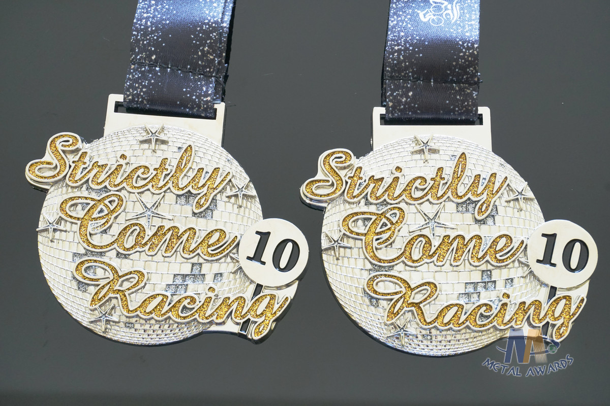 3D Earth Glitter Color Custom Silver Sports Medal , Bespoke Metal Running Medallion
